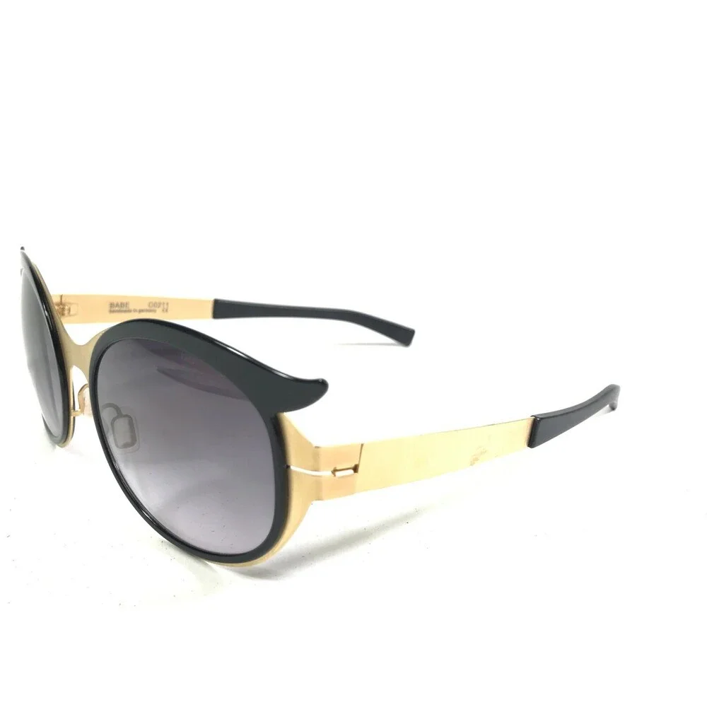 Myfrost Sunglasses BABE C0211 Black Gold Round Frames with Purple Lenses
